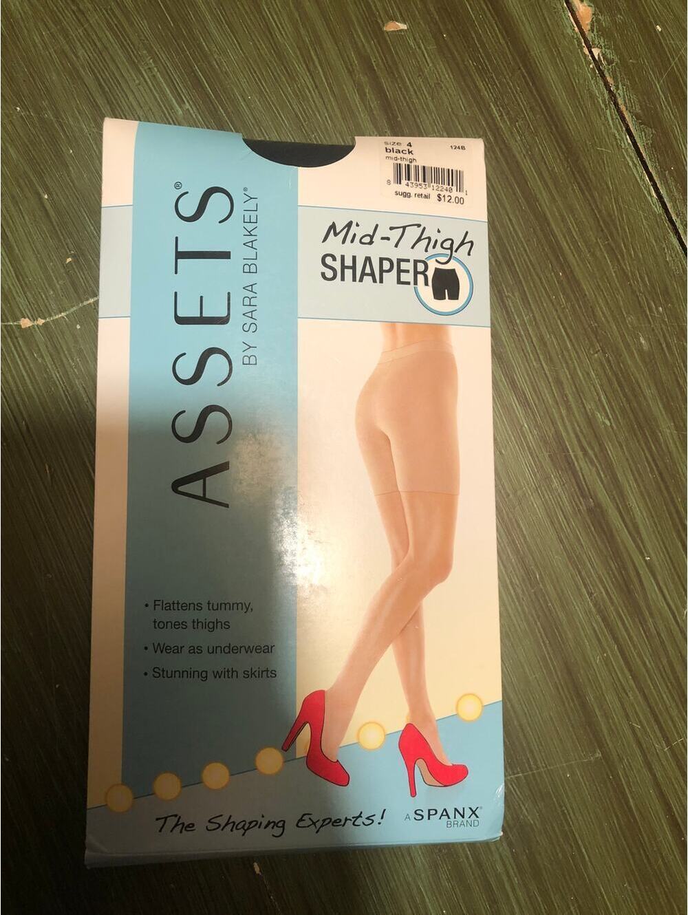 Assets by Spanx Hi-Waist Mid-Thigh Shaper Black Size 4